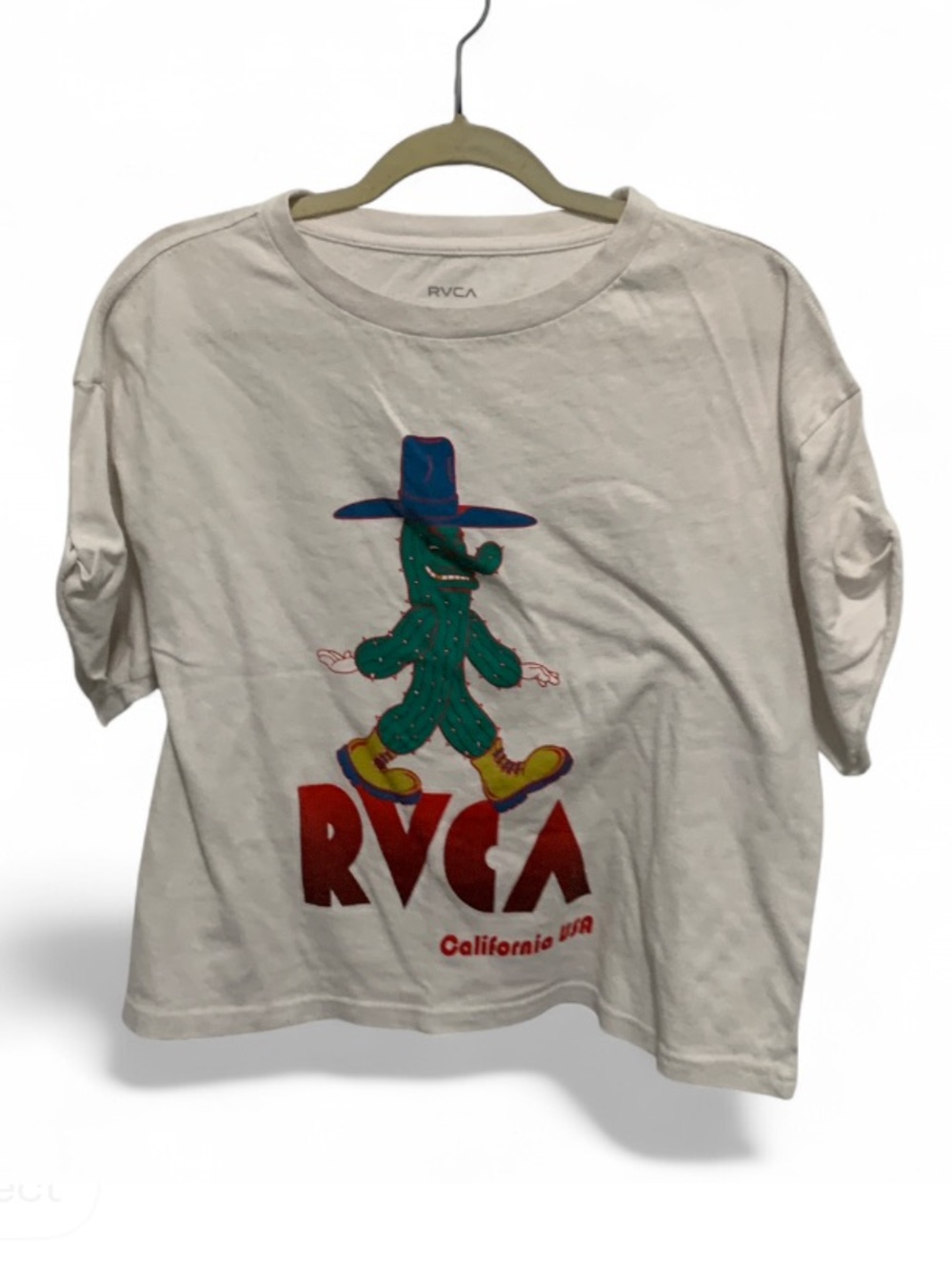 RVCA Cactus Graphic Boxy Cropped Short Sleeve Tee Shirt